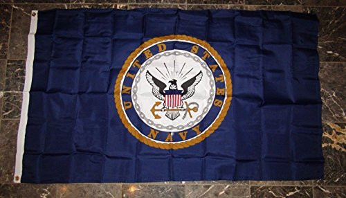 3X5 U.S. Navy Emblem Crest Nylon / Poly Blend Flag 3'X5' Brass Grommets With Clips 3X5 U.S. Navy Emblem Crest Nylon / Poly Blend Flag 3'X5' Brass Grommets With Clips