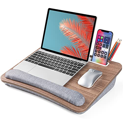 LORYERGO Lap Desk, Lap Desk for Laptop, Fits up to 15.6", Lap Desk for Bed  and  Couch, Laptop Lap Desk with Cushion  and  Big Storage, Wrist Pad  and  Tablets/Cellphones Slot, Lap Computer Desk for Adult  and  Kid