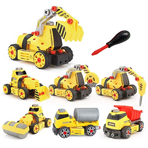 Toy To Enjoy 7-in-1 Take Apart Construction Truck Toy Builds Dump Truck, Tanker, Digger, Road Roller, Excavator, Stone Cutter & Drill Rig STEM Learning Toy & DIY Building Play Set for Kids Toy To Enjoy 7-in-1 Take Apart Construction Truck Toy Builds Dump Truck, Tanker, Digger, Road Roller, Excavator, Stone Cutter & Drill Rig STEM Learning Toy & DIY Building Play Set for Kids