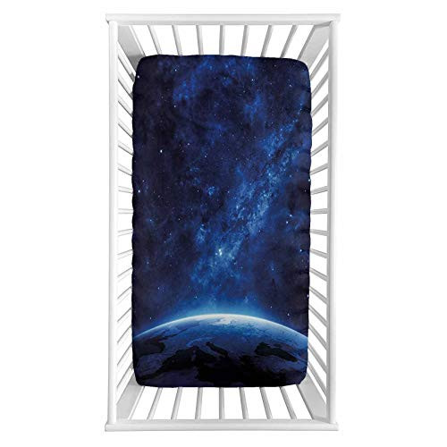 World Fitted Crib Sheet,Earth View at Night from Space Atmosphere Stars Fantastic Cosmic Galaxy Nebula Microfiber Silky Soft Toddler Mattress Sheet Fitted,28"x 52"x 8'',Baby Sheet for Boys Girls World Fitted Crib Sheet,Earth View at Night from Space Atmosphere Stars Fantastic Cosmic Galaxy Nebula Microfiber Silky Soft Toddler Mattress Sheet Fitted,28"x 52"x 8'',Baby Sheet for Boys Girls
