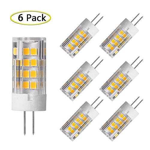 G4 LED Bulbs, 5W Bi-Pin G4 Base LED Bulb Equivalent to 40W T3 JC Type G4 Halogen Bulb 40W, Not-Dimmable AC/DC 12V G4 Bulb, 360°Beam Angle Warm White 3000K G4 Light Bulb (6 Pack)