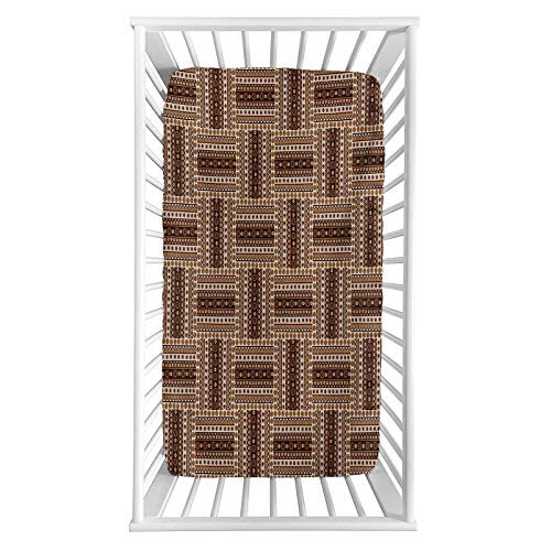 Lyzelre Traditional Fitted Crib Sheet,Ornamental in Earth Tones Folk Bohemian Tribal Geometric Influences Microfiber Silky Soft Toddler Mattress Sheet Fitted,28"x 52"x 8'',Baby Sheet for Boys Girls Lyzelre Traditional Fitted Crib Sheet,Ornamental in Earth Tones Folk Bohemian Tribal Geometric Influences Microfiber Silky Soft Toddler Mattress Sheet Fitted,28"x 52"x 8'',Baby Sheet for Boys Girls