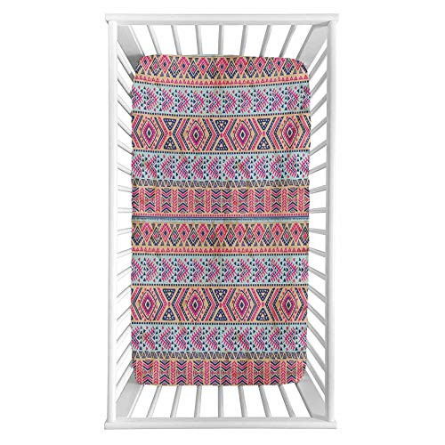 Lyzelre Tribal Fitted Crib Sheet,Retro Aztec Spring Native American Vintage Pattern Microfiber Silky Soft Toddler Mattress Sheet Fitted,28"x 52"x 8'',Baby Sheet for Boys Girls Lyzelre Tribal Fitted Crib Sheet,Retro Aztec Spring Native American Vintage Pattern Microfiber Silky Soft Toddler Mattress Sheet Fitted,28"x 52"x 8'',Baby Sheet for Boys Girls