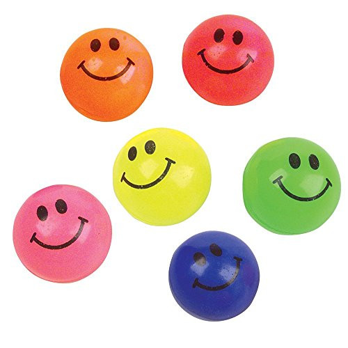 Rhode Island Novelty 45mm Smiley Face Bouncy Balls, 30 per Order