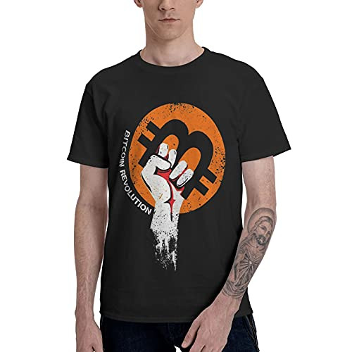 Bitcoin Logo T-Shirt Men's Short Sleeves Shirt Fashion Sweatshirt Tops Black