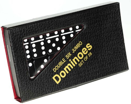 Dominoes Jumbo BLACK with White Pips _ Double Six Set of 28 dominoes Dominoes Jumbo BLACK with White Pips _ Double Six Set of 28 dominoes