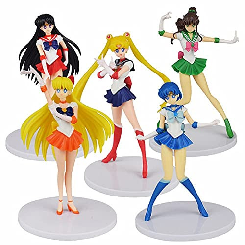 New Durable Sailor Moon Action Figures: Tsukino Usagi Rei Hino Mizuno Ami Makoto Kino Chic Accent Car Decoration Model
