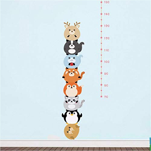 Fangminglei Cartoon Animals Height Measure Wall Stickers for Kids Room Bedroom Kindergarten Wall Decor Eco-Friendly Art Decals Mural