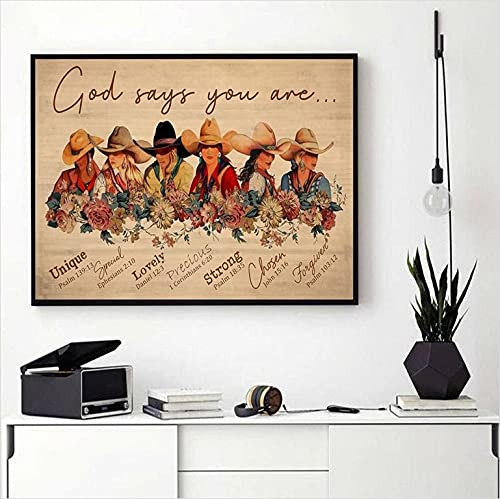 Cowgirls No Framed Poster God Says You Are Unique Special Lovely Precious Strong Chosen Forgiven Ballet Gift LP1104854 - 24" x 36" - Cowgirls No Framed Poster God Says You Are Unique Special Lovely Precious Strong Chosen Forgiven Ballet Gift LP1104854 - 24" x 36" -