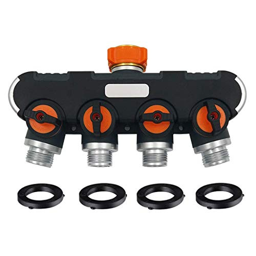nightfall 4 Ways Garden Hose Splitter - Heavy Duty Garden Water Hose Splitter, Ball Valve Hose Connector with 4 Free Washers for Sprinkler, Outdoor Faucet, Drip Irrigation Systems  and  Lawns Product