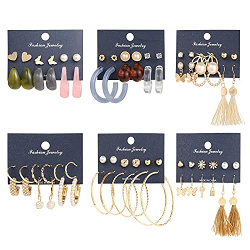 36 Pairs Gold Pearl Hoop Earrings for Women Girls, Bohemian Fashion Acrylic Hoop Earrings Set Jewelry for Birthday/Christmas/Friendship Gifts 36 Pairs Gold Pearl Hoop Earrings for Women Girls, Bohemian Fashion Acrylic Hoop Earrings Set Jewelry for Birthday/Christmas/Friendship Gifts