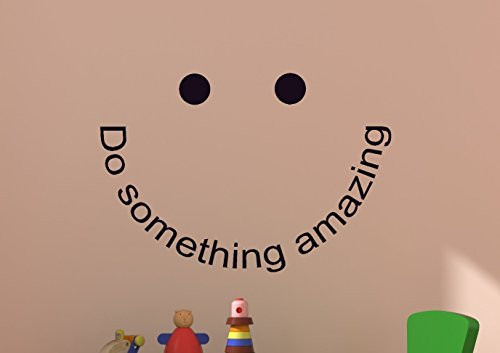 aluckyhorseshoe Quote Wall Decal Girls Boys Room Nursery Playroom Sticker Teen Student College Dorm Room Decor Happy Face Funny -24 X 36 inches-