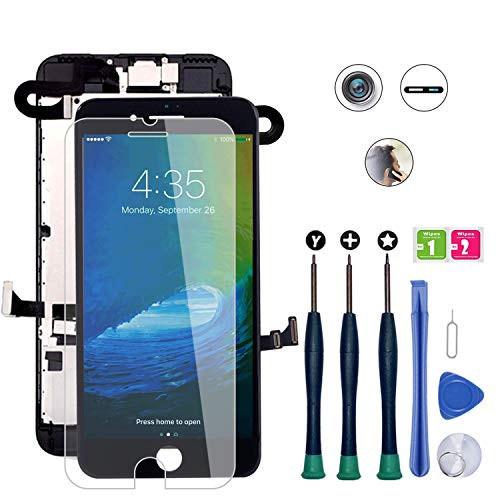 for iPhone 8 Plus Screen Replacement, LCD Display Touch Digitizer Full Assembly Kit with Front Camera plus Earspeaker plus Repair Tools Kit plus Screen Protector -iPhone 8 Plus Screen Black 5.5"-