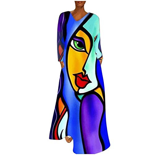 KYLEON Dress for Women, Maxi Long Dress Casual Summer Abstract Print Long Sleeve Sundress Beach Party Tunic Dress KYLEON Dress for Women, Maxi Long Dress Casual Summer Abstract Print Long Sleeve Sundress Beach Party Tunic Dress