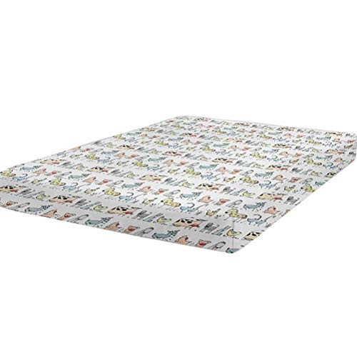 LCGGDB Cartoon Animal Fitted Sheet Twin Size,Funny Cartoon Village Countryside Farmland Theme Drawing Style Kids Pattern Stain Resistant Deep Pocket Bed Sheet,Multicolor
