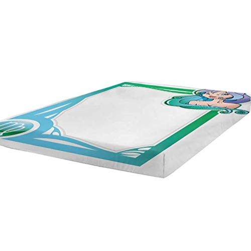 LCGGDB Zodiac Virgo Bedding Fitted Sheet Twin Size,The Sixth Sign from The Series of Zodiac Frames in Cartoon Style with a Girl Soft Decorative Fabric Bedding All-Round Elastic Pocket,Multicolor