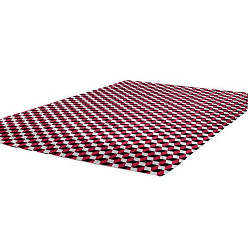 Abstract Bedding Fitted Sheet Twin Size,Cubes Three Dimensional Style Optical Illusion Pattern Diagonal Shapes Soft Brushed Microfiber - Deep Pockets,1 Bed Fitted Sheet Only,Dark Coral Black White