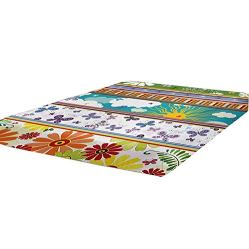 Summer Bedding Fitted Sheet Twin Size,Colorful Striped Daisy Flowers Butterflies Sun Clouds Vivid Playroom Kids Pattern Soft Brushed Microfiber - Deep Pockets,1 Bed Fitted Sheet Only,Multicolor