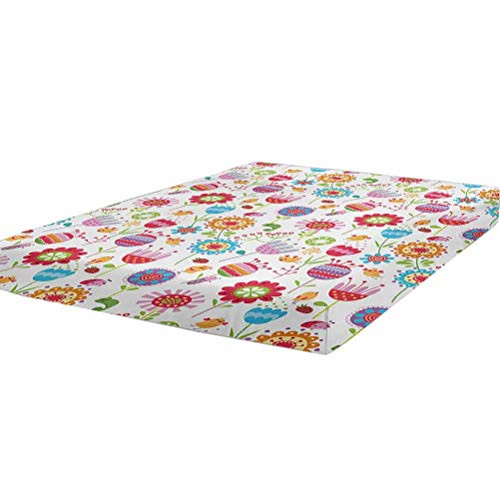LCGGDB Kids Fitted Sheet Twin Size,Playful Garden Colorful Meadow with Blossoming Flowers Strawberries Birds Animals Soft Decorative Fabric Bedding All-Round Elastic Pocket,Multicolor