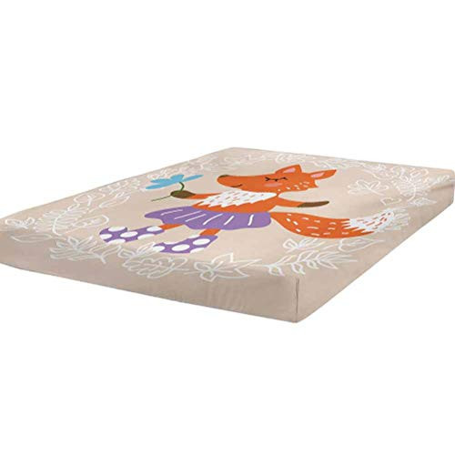 LCGGDB Kids Fitted Sheet Twin Size,Fox with Skirt and Polka Dotted Socks Holding a Flower on a Pastel Toned Background Soft Brushed Microfiber - Deep Pockets,1 Bed Fitted Sheet Only,Multicolor