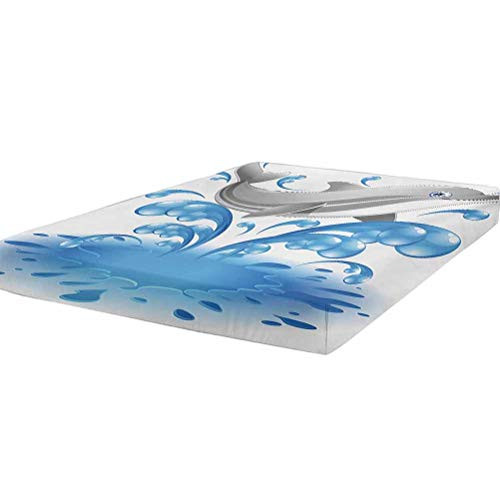 LCGGDB Sea Animals Bedding Fitted Sheet Twin Size,Jumping Dolphin Animal Character Cartoon Style Water Splash Children Summer Soft Brushed Microfiber - Deep Pockets,1 Bed Fitted Sheet Only,Blue Grey