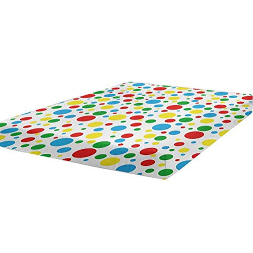 LCGGDB Colorful Bedding Fitted Sheet Twin Size,Multicolored Traditional Polka Dots with Many Sizes Circus Themed Illustration Stain Resistant Deep Pocket Bed Sheet,Multicolor