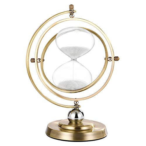 Hourglass Sand Timer 60 Minute, 360 Rotating Sand Clock 60 Minutes, Vintage Metal Sand Watch 60 Min, Unique Sandglass Timer 1 Hour Glass for Brass Decor
