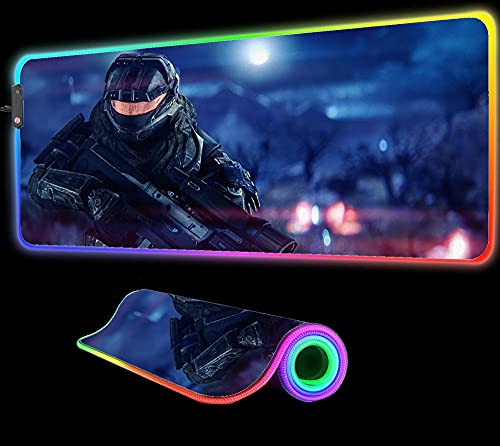 Gaming Mouse Pad Halo 4 Video Games Mouse Pad RGB LED HD Print Computer Gaming Accessories Locking Edge Keyboard PC Mats Gift,31.49 inch x12 inch