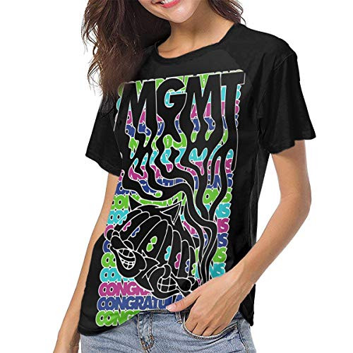 MGMT Baseball Shirt Woman Unique Crew Neck Short Sleeves T Shirts Top Black