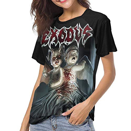 Exodus Baseball Shirt Women's Unique Crew Neck Short Sleeves Tee Shirt Top Black