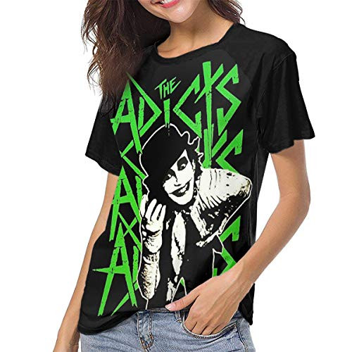 The Adicts Baseball Shirt Woman Unique Crew Neck Short Sleeves T-Shirt Top Black