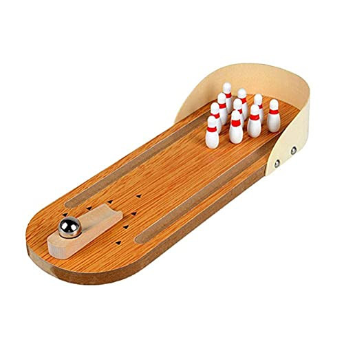 GF Wood Mini Bowling Toy, Child Toys Wooden Mini Desktop Bowling Game Toy Set Fun Indoor Parent-Child Interactive Table Game is a Very Good Parent-Child Game