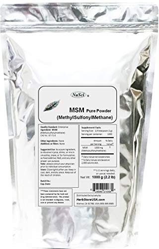 NuSci MSM -Methylsulfonylmethane- Pure Powder -1000 Grams -2.2 lb--