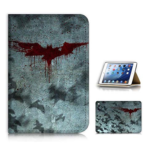 (for iPad Mini 1 2 3, Generation 1/2/3) Flip Style Case Cover, Shock Protection Design with Screen Protector - B31124 Superhero Batman