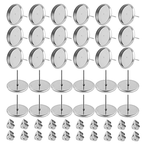 Blank Stud Earring Bezel Silver,200Pcs Stud Earring Kit Includes 100Pcs Stainless Steel Cup Post Earring and 100Pcs Butterfly Earring Back Replacements for DIY Jewelry Findings,Earring Making Supplies Blank Stud Earring Bezel Silver,200Pcs Stud Earring Kit Includes 100Pcs Stainless Steel Cup Post Earring and 100Pcs Butterfly Earring Back Replacements for DIY Jewelry Findings,Earring Making Supplies