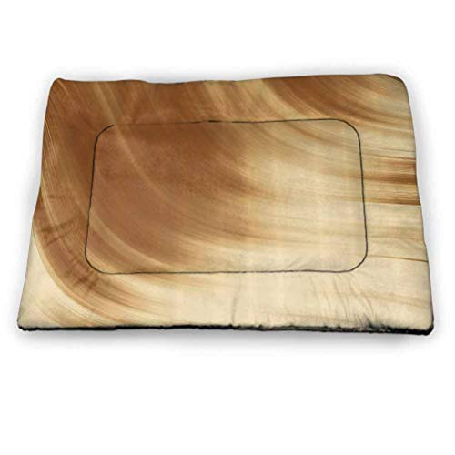 prunushome Pet Crate Mat Dog Bed Tan Rug for Dogs  and  Cats Curved Wave Like Conceptual Artistic Display Creamy Effect Soft Colored Subtle Image for Dog Sleeping Cream Tan -23"x15.5"-
