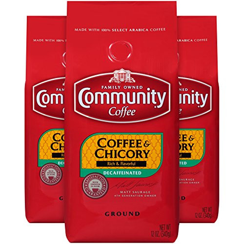 Community Coffee Premium Ground Coffee and Chicory Decaf, Medium-Dark Roast, 12 oz., (Pack of 3) Community Coffee Premium Ground Coffee and Chicory Decaf, Medium-Dark Roast, 12 oz., (Pack of 3)