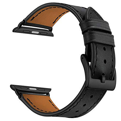 OXWALLEN Compatible for Apple Watch Band 42mm 44mm, Genuine Leather Watch Strap Compatible with Apple Watch Series 4 (44mm) Series 3 Series 2 Series 1 (42mm) Sport and Edition, Black OXWALLEN Compatible for Apple Watch Band 42mm 44mm, Genuine Leather Watch Strap Compatible with Apple Watch Series 4 (44mm) Series 3 Series 2 Series 1 (42mm) Sport and Edition, Black