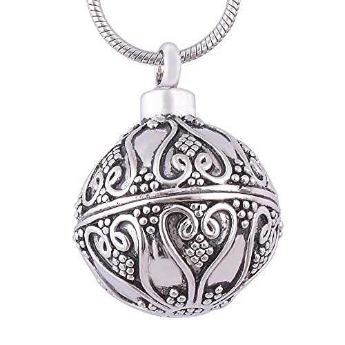 DALWWAEQE Retro Ball Cremation Ashes Necklace Jewelry Memorial Keepsake Ashes Urn Pendant