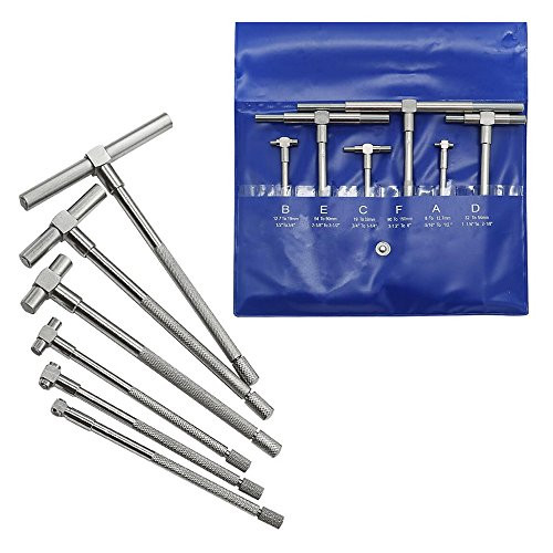 Ginode 5/16" to 6" 6 Pcs Telescoping Gage Set Range Micrometer Precision T-Bore Hole Gauge