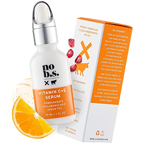 No B. S. Vitamin C Serum for Face with Vitamin E and Hyaluronic Acid, Vegan Skin Care with Gotu Kola and Ferulic Acid, Pure Vitamin C Serum for Clear Skin - No B.S. Skin Care No B. S. Vitamin C Serum for Face with Vitamin E and Hyaluronic Acid, Vegan Skin Care with Gotu Kola and Ferulic Acid, Pure Vitamin C Serum for Clear Skin - No B.S. Skin Care