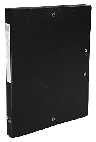 Exacompta Uni A4 PP Elasticated Filing Box, 25 mm Spine, Black