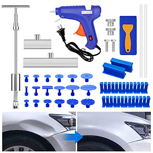CAFOPAR Auto Body Paintless Dent Removal Kit - 18pcs Car Dent Puller Kit with Slide Hammer T-bar Dent Puller and Thickened Dent Puller Tabs for Larger Car Dent Repair and Small Dent Removal