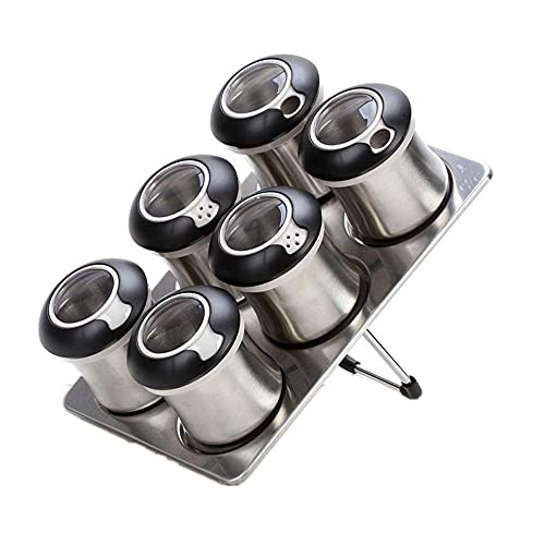 FantasyDay 6 Pcs Stainless Steel Spice Jars 4.22oz Moisture Proof Condiment Container with Lid - Camping Picnic Kitchen Spice Shaker Seasoning Organizer Bottle for Storing Herb Salt Sugar Pepper Spice
