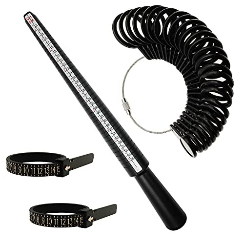 Ring Size Measuring Tool with Plastic Ring Mandrel  and  Ring Sizer Guage, Four Size Ring Stick for Jewelry Making and Finger Measuring