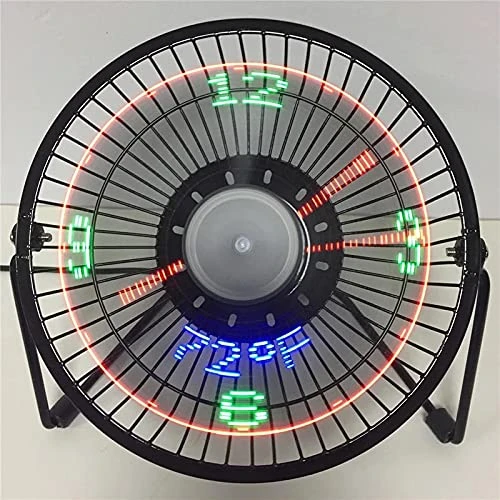 USB LED Clock Mini Fan With Real Time Temperature Display Desktop 360 Cooling Fans For Home Office Summer