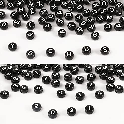Yochus 1000pcs Black Mixed Round Acrylic Letter Beads 4x7mm White Alphabet Number Beads for Jewelry Making and DIY Bracelets Yochus 1000pcs Black Mixed Round Acrylic Letter Beads 4x7mm White Alphabet Number Beads for Jewelry Making and DIY Bracelets