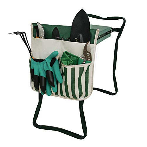 Garden Kneeler Tools Bag Garden Stool Storage Bag Gardening Kneeling Chair Bag Oxford Cloth Storage Bag with Handle for Garden Kneeler Seat -Green White Stripes-