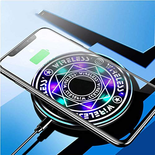 ZXYWW Magic Array Wireless Charger, Qi Certified 10W Ultra-Thin Fast Wireless Charging Pad with Colorful LED Light for More Qi Devices Smart Phones