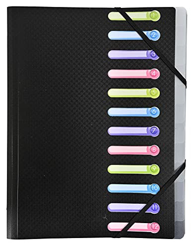 Exacompta PP Multipart File, A4, 12 Sections - Black